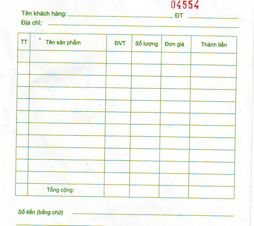 In hóa đơn A4 chất lượng, giá rẻ tại quận Tân Bình